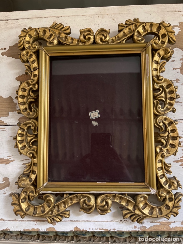 Antig&uuml;edades: Espectacular marco de madera con pan de oro XIX - Foto 1
