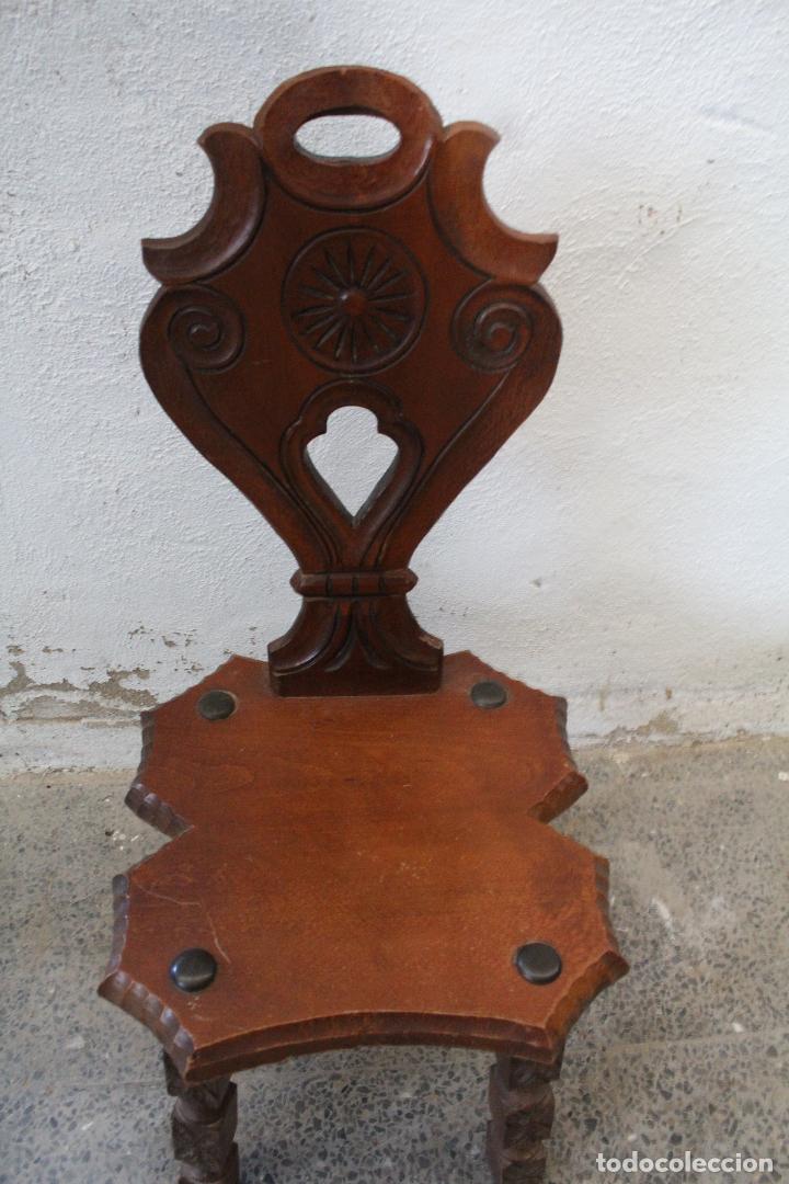 Antig&uuml;edades: silla madera recibidor - Foto 2