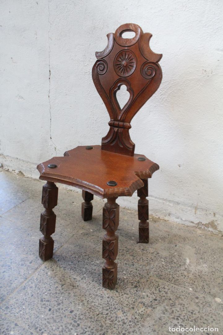 Antig&uuml;edades: silla madera recibidor - Foto 1