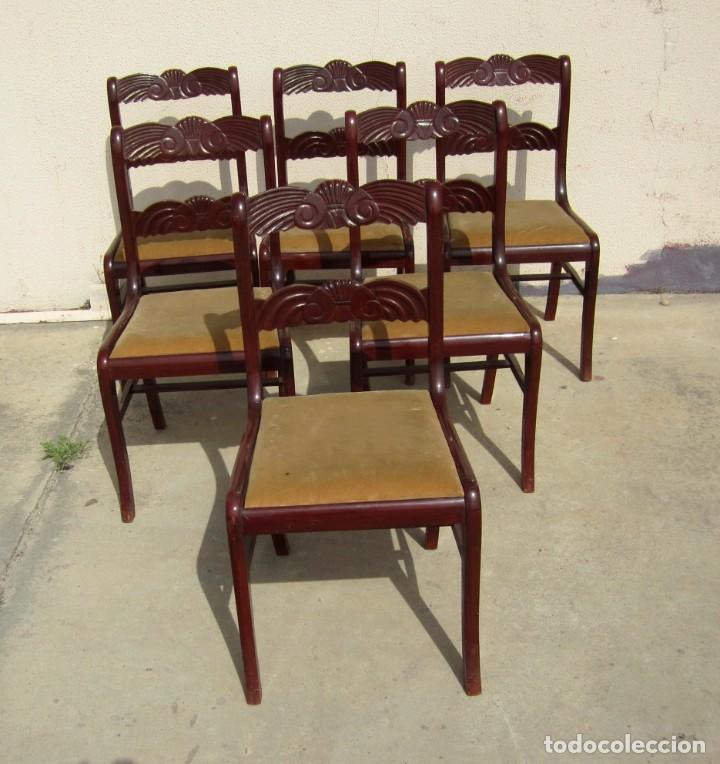 Antig&uuml;edades: 6 sillas antiguas en madera tallada - Foto 3