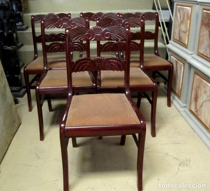 Antig&uuml;edades: 6 sillas antiguas en madera tallada - Foto 15