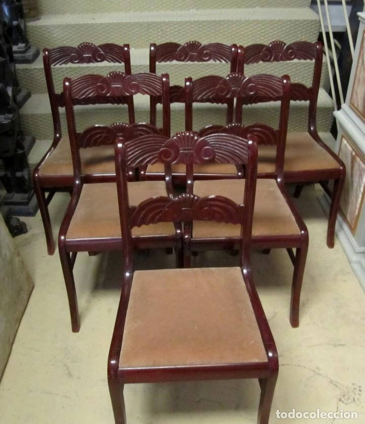 Antig&uuml;edades: 6 sillas antiguas en madera tallada - Foto 16