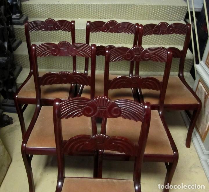 Antig&uuml;edades: 6 sillas antiguas en madera tallada - Foto 17