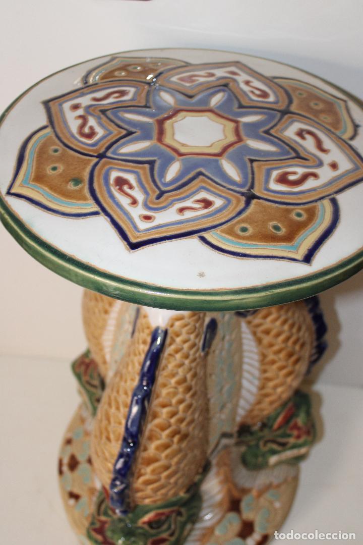 Antig&uuml;edades: macetero pedestal peces ceramica - Foto 2