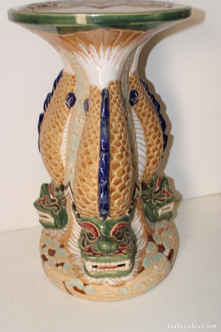 Antig&uuml;edades: macetero pedestal peces ceramica - Foto 3