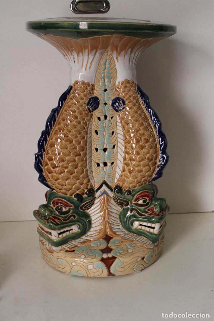 Antig&uuml;edades: macetero pedestal peces ceramica - Foto 5