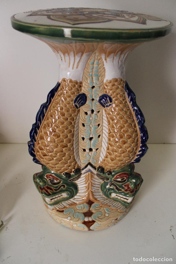 Antig&uuml;edades: macetero pedestal peces ceramica - Foto 6