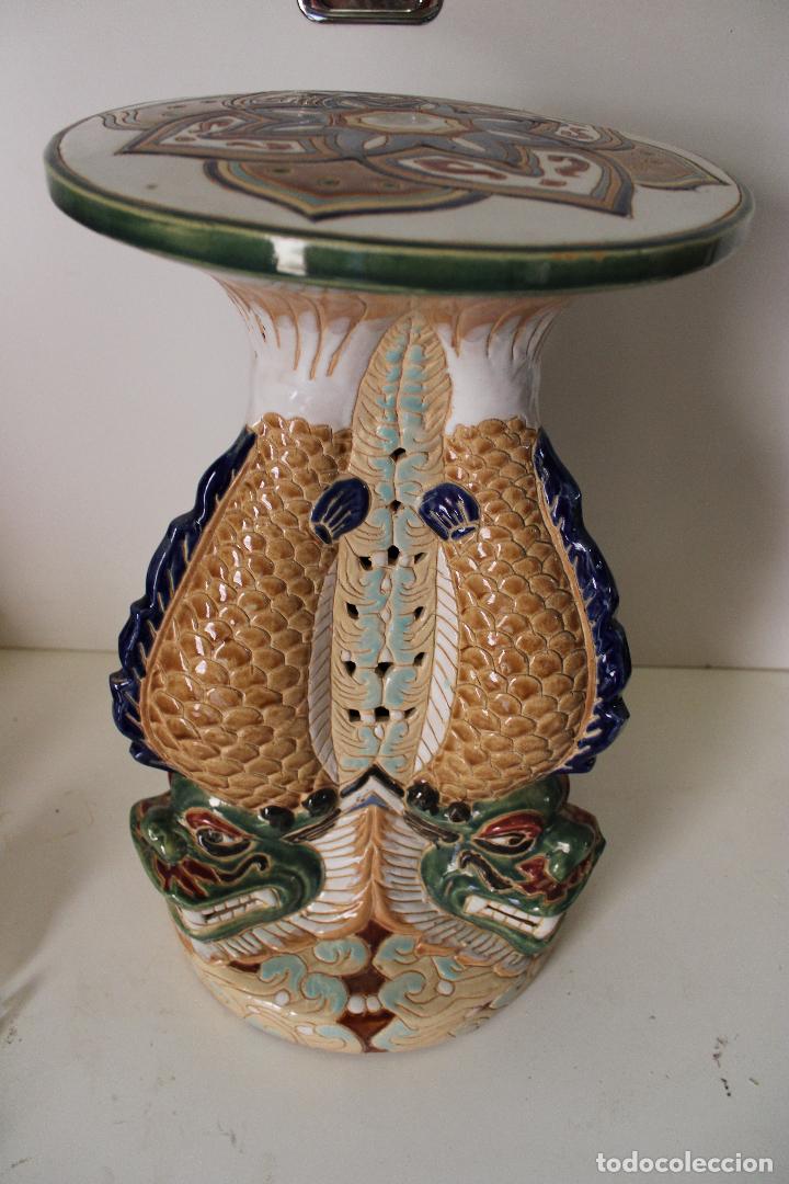 Antig&uuml;edades: macetero pedestal peces ceramica - Foto 1