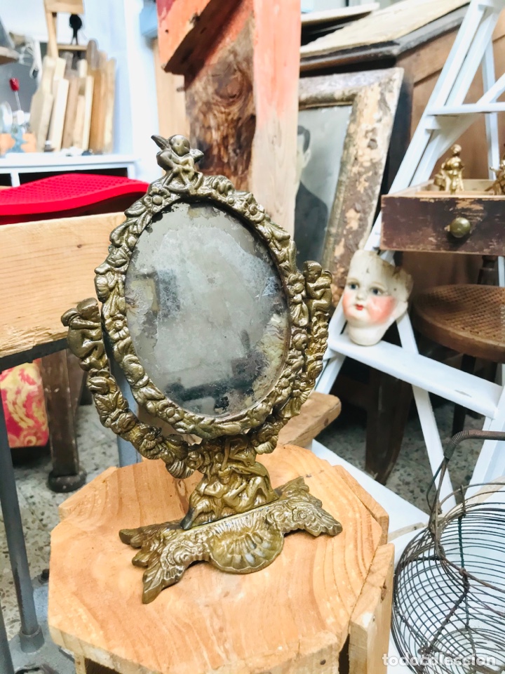 espejo tocador antiguo dorado frances - Compra venta en todocoleccion
