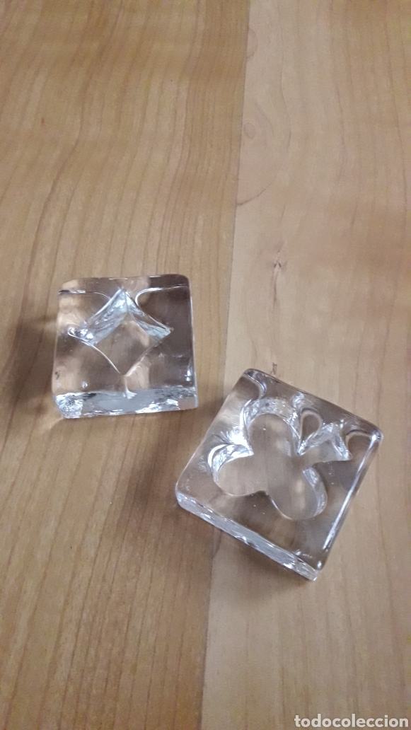 Oggetti Antichi: DOS CENICEROS CRISTAL PEQUE&Ntilde;O TAMA&Ntilde;O. TREBOL Y PICAS. D&Eacute;CADA 1980