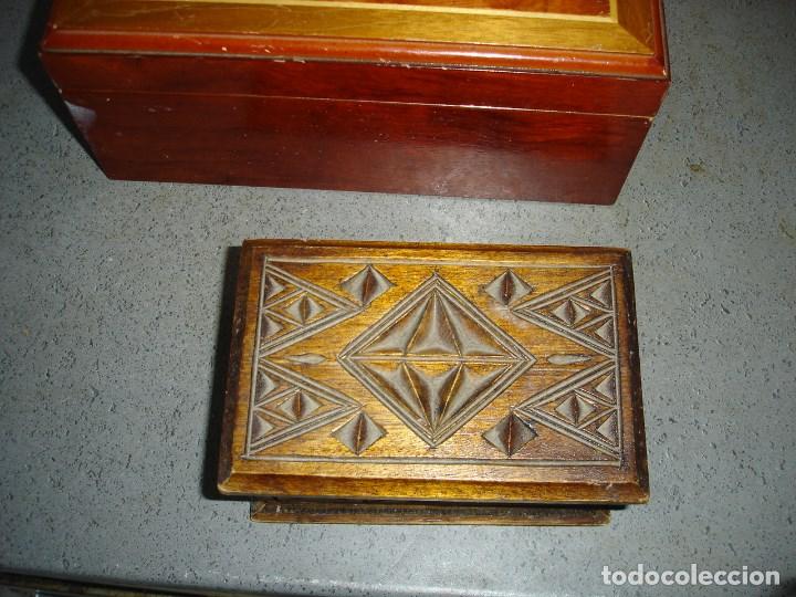 Antigüedades: lote de dos bonitas cajas de maderas nobles de coleccion ver fotos carpinteria anciana - Foto 6 - 277557928