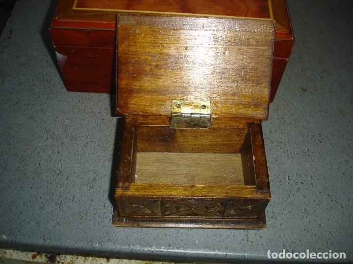 Antigüedades: lote de dos bonitas cajas de maderas nobles de coleccion ver fotos carpinteria anciana - Foto 7 - 277557928