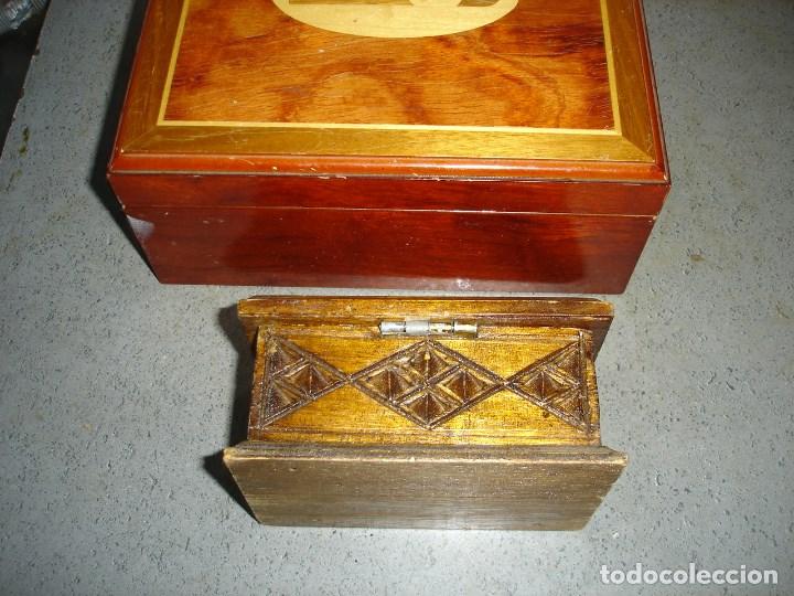 Antigüedades: lote de dos bonitas cajas de maderas nobles de coleccion ver fotos carpinteria anciana - Foto 9 - 277557928