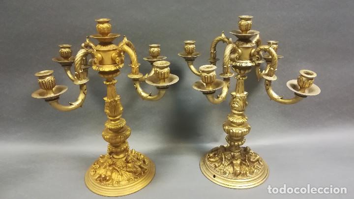 Antig&uuml;edades: CANDELABRO CALAMINA DORADA - Foto 17
