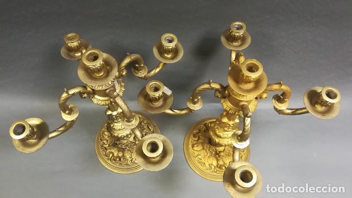 Antig&uuml;edades: CANDELABRO CALAMINA DORADA - Foto 3