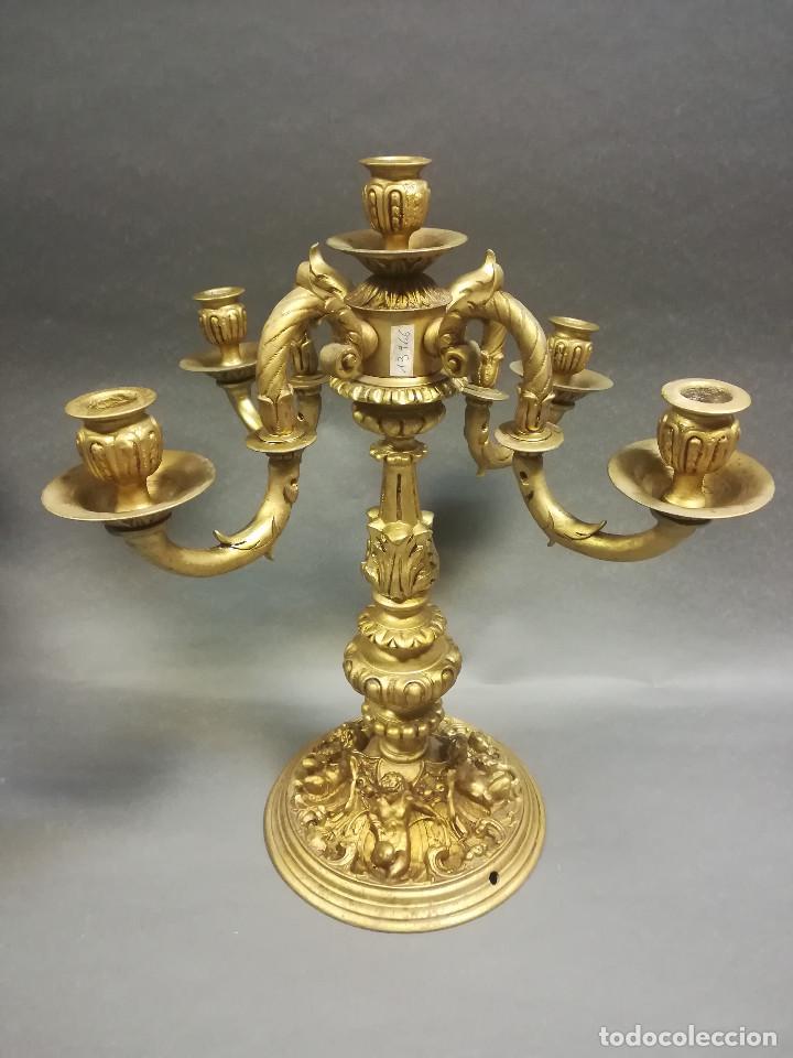 Antig&uuml;edades: CANDELABRO CALAMINA DORADA - Foto 2