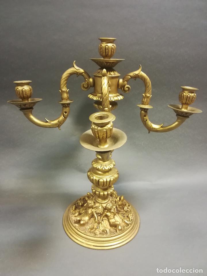 Antig&uuml;edades: CANDELABRO CALAMINA DORADA - Foto 4