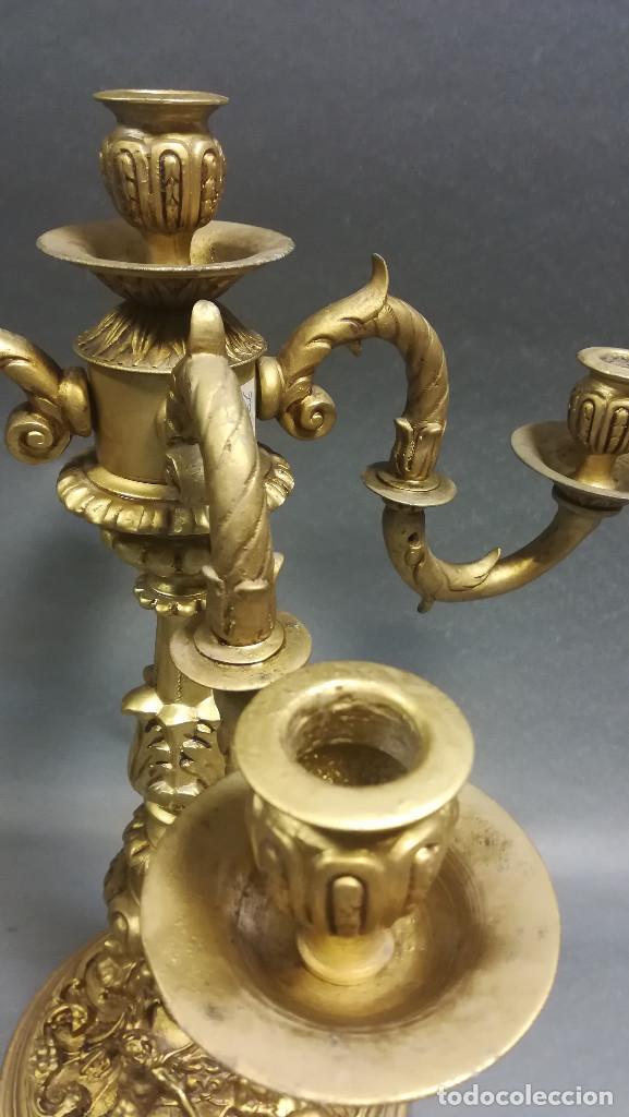 Antig&uuml;edades: CANDELABRO CALAMINA DORADA - Foto 5