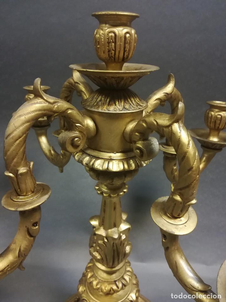 Antig&uuml;edades: CANDELABRO CALAMINA DORADA - Foto 6