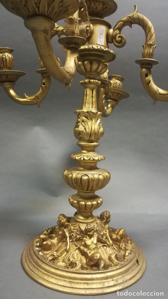 Antig&uuml;edades: CANDELABRO CALAMINA DORADA - Foto 9