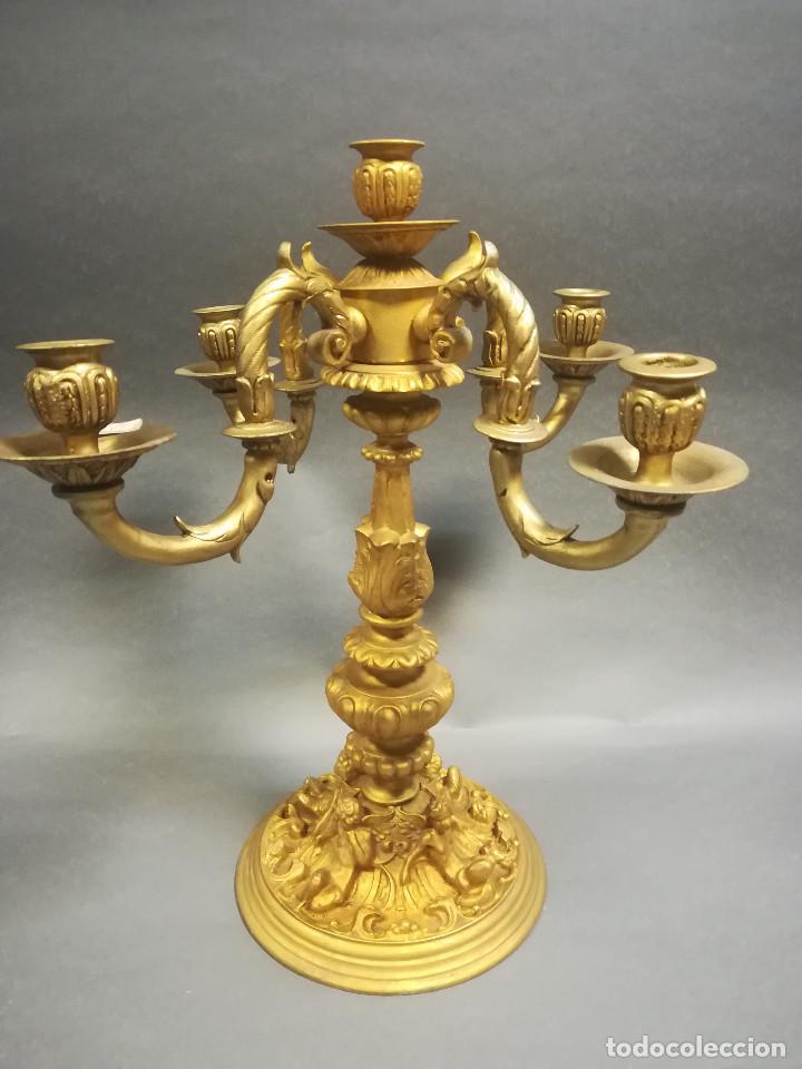 Antig&uuml;edades: CANDELABRO CALAMINA DORADA - Foto 11