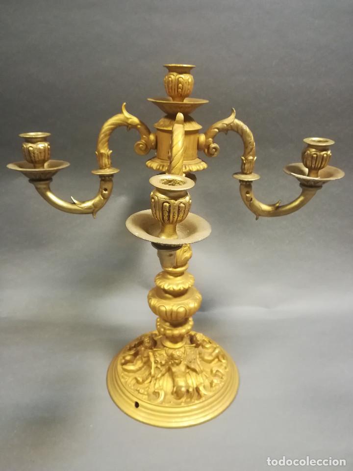 Antig&uuml;edades: CANDELABRO CALAMINA DORADA - Foto 12