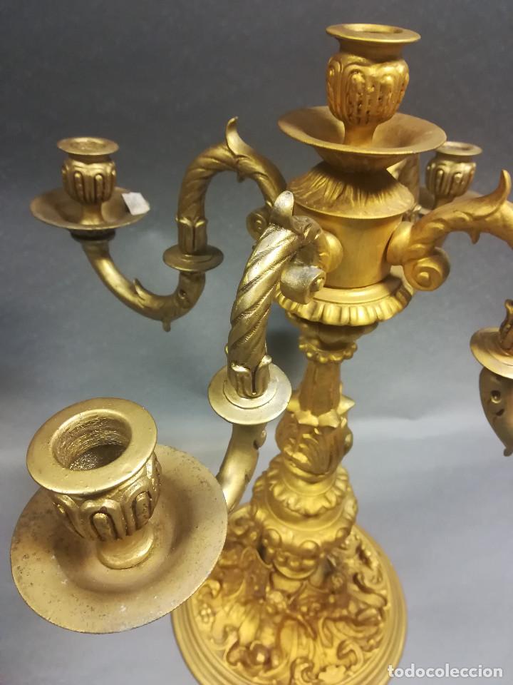 Antig&uuml;edades: CANDELABRO CALAMINA DORADA - Foto 13