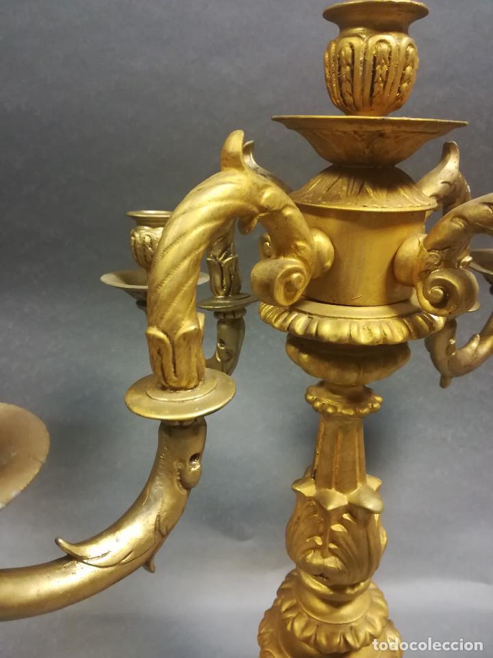 Antig&uuml;edades: CANDELABRO CALAMINA DORADA - Foto 14