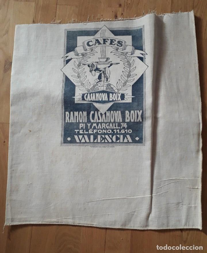 Antig&uuml;edades: saco de cafe: cafes casanova boix, valencia (yute con papel, 48x52cm aprox)