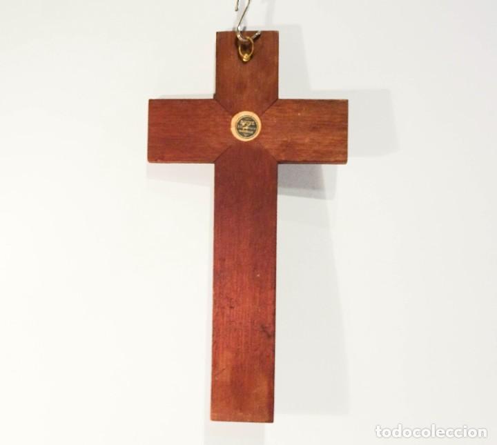 Antig&uuml;edades: Crucifijo Cruz de madera Cristo de celuloide - Foto 8