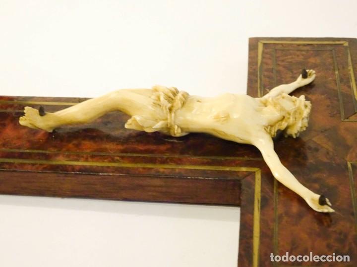 Antig&uuml;edades: Crucifijo Cruz de madera Cristo de celuloide - Foto 10