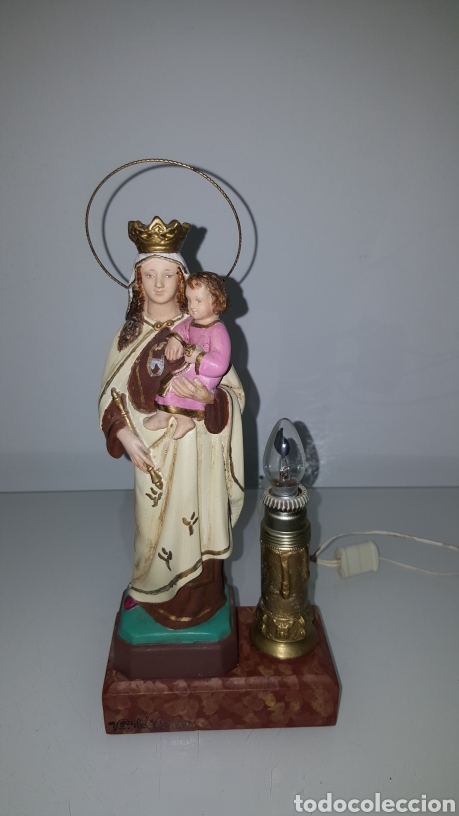 Antigüedades: Virgen del Carmen peana con lámpara - Foto 1 - 278626168