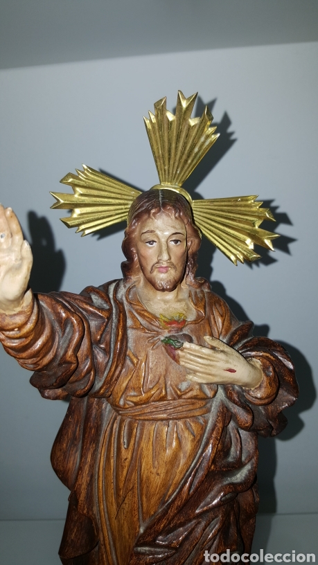 Antigüedades: Escultura Corazón de Jesús - Foto 2 - 278629908
