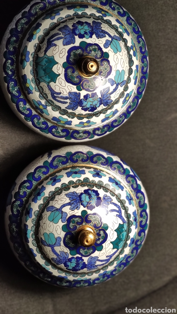 Antig&uuml;edades: Cloisonne Conjunto de dos bomboneras chinas - Foto 3
