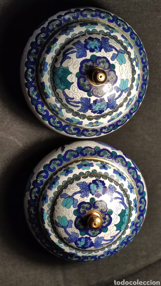 Antig&uuml;edades: Cloisonne Conjunto de dos bomboneras chinas - Foto 8