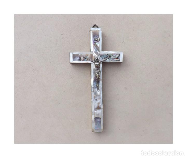 Antig&uuml;edades: CRUZ DE JERUSALEN DE MADERA Y NACAR - Foto 2