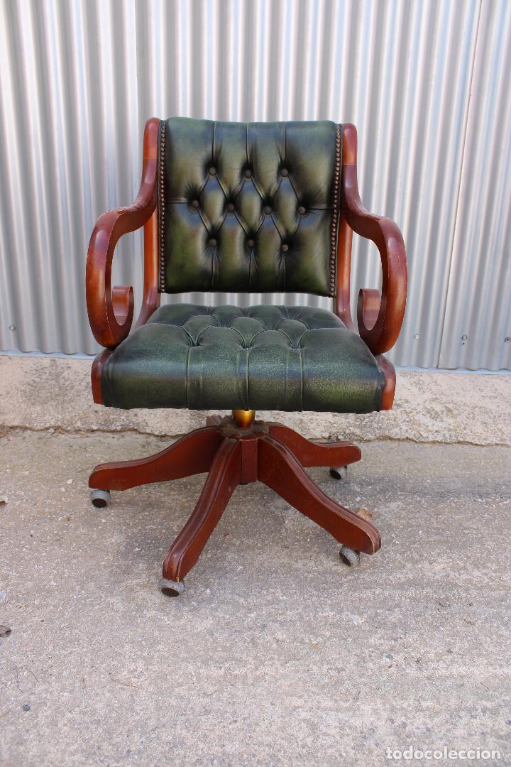 Antig&uuml;edades: Sillon de Despacho Chester Cuero - Foto 2