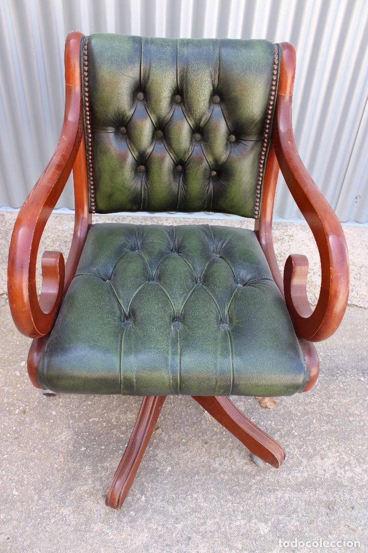 Antig&uuml;edades: Sillon de Despacho Chester Cuero - Foto 3