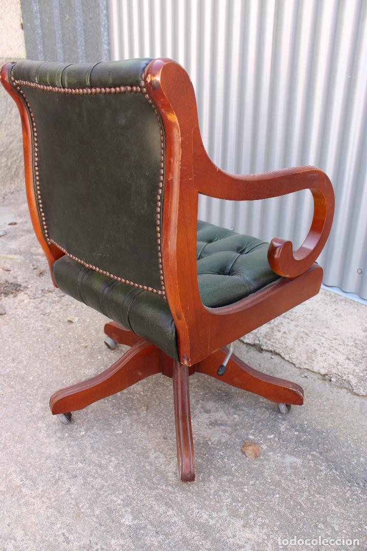 Antig&uuml;edades: Sillon de Despacho Chester Cuero - Foto 4