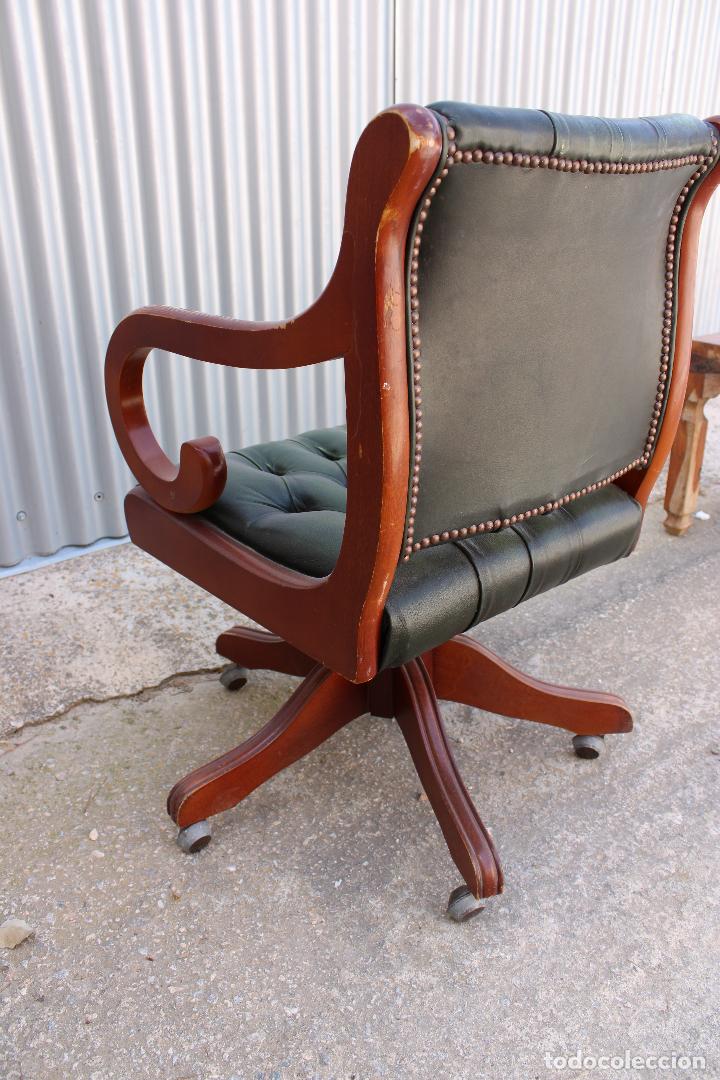 Antig&uuml;edades: Sillon de Despacho Chester Cuero - Foto 5