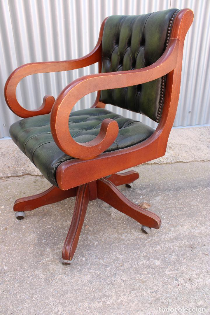 Antig&uuml;edades: Sillon de Despacho Chester Cuero - Foto 7