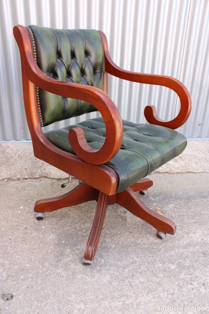 Antig&uuml;edades: Sillon de Despacho Chester Cuero - Foto 8