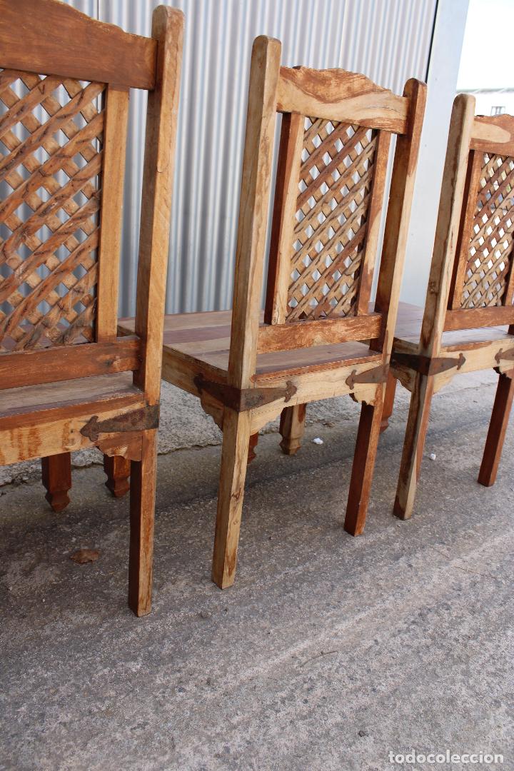 Antig&uuml;edades: 4 sillas rusticas de madera - Foto 2