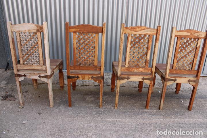 Antig&uuml;edades: 4 sillas rusticas de madera - Foto 3