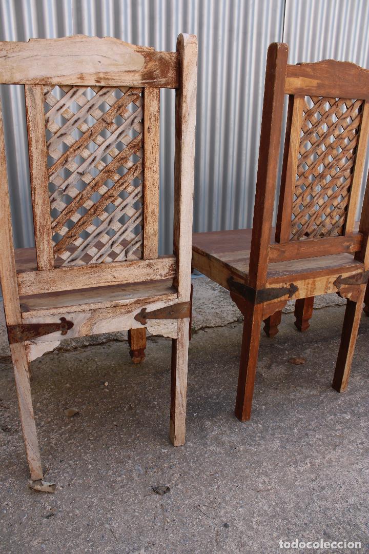 Antig&uuml;edades: 4 sillas rusticas de madera - Foto 4