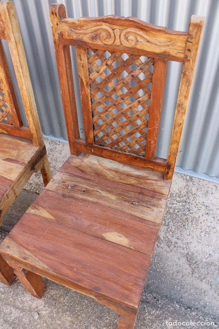 Antig&uuml;edades: 4 sillas rusticas de madera - Foto 5