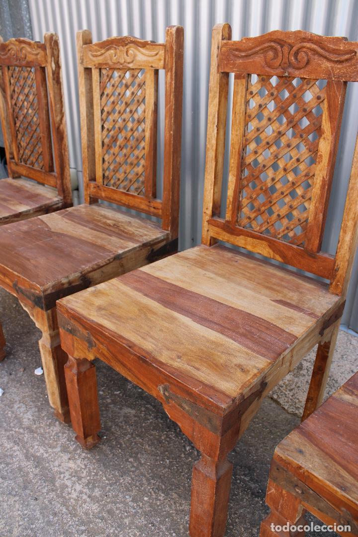 Antig&uuml;edades: 4 sillas rusticas de madera - Foto 6