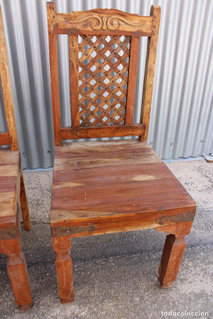 Antig&uuml;edades: 4 sillas rusticas de madera - Foto 7