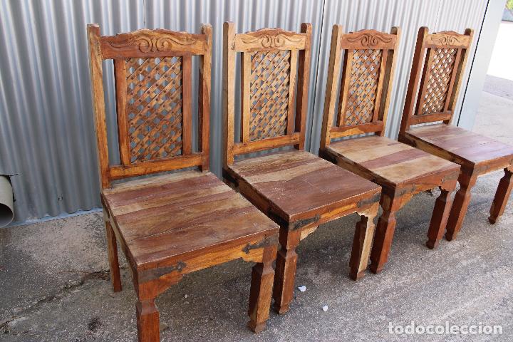 Antig&uuml;edades: 4 sillas rusticas de madera - Foto 10