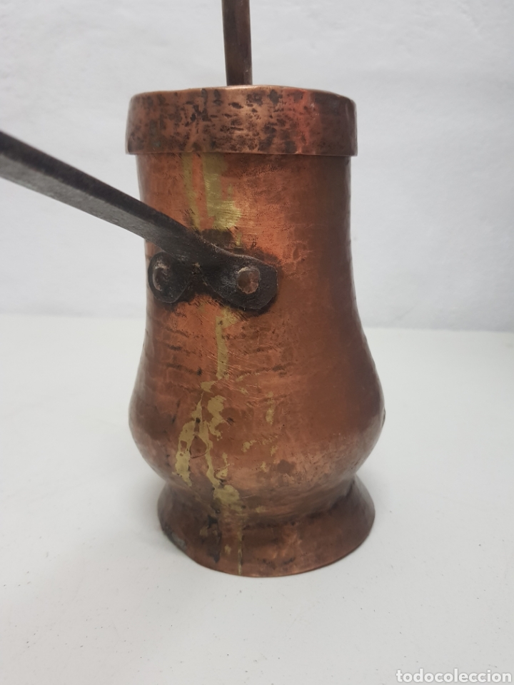 Antig&uuml;edades: Chocolatera de cobre antigua - Foto 3
